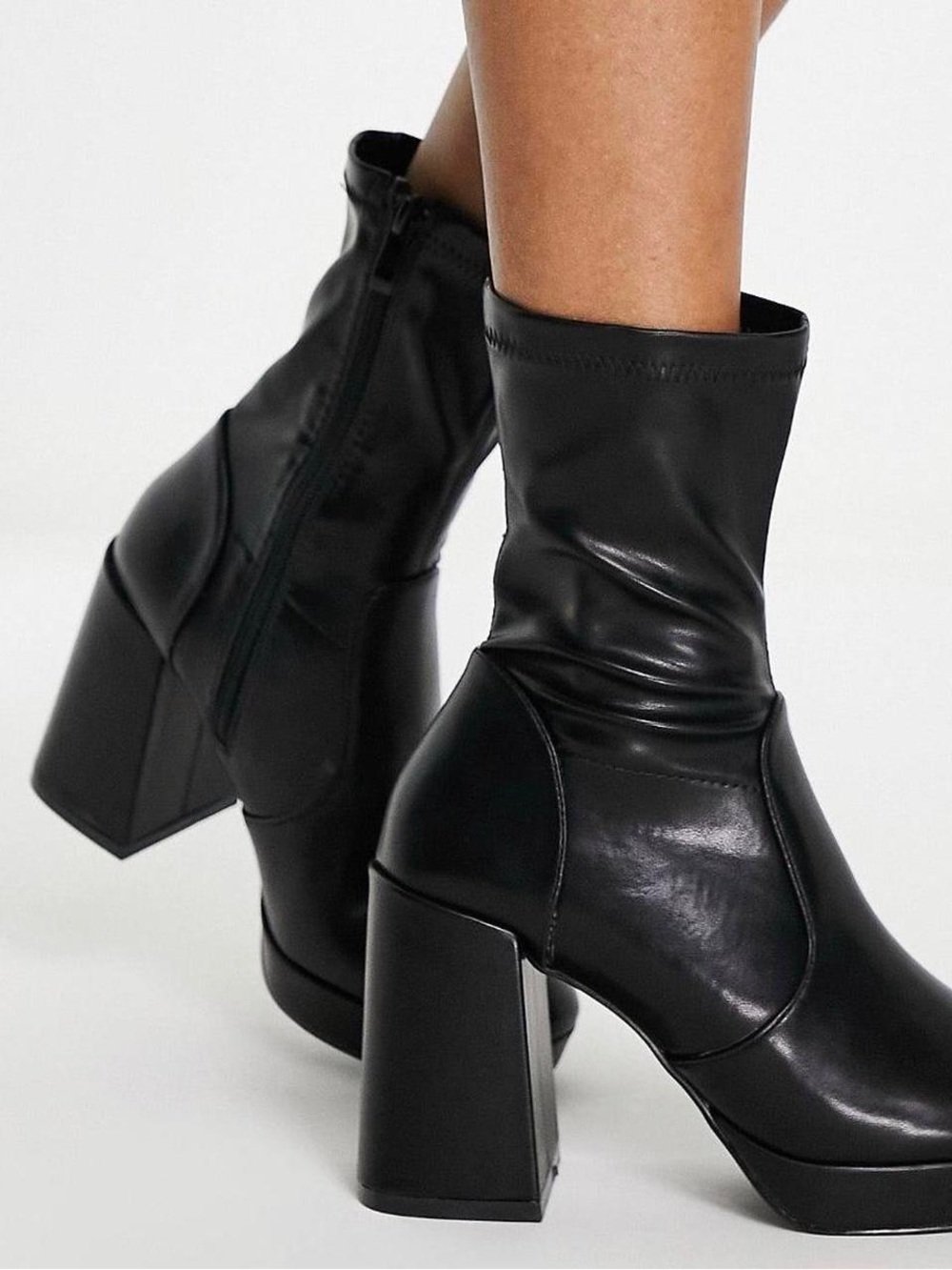 RAID Cannon Platform Sock Ankle Boots Block Heel in Black - Size US 9 - Picture 3 of 3
